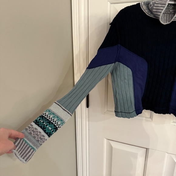 Free People Navy and Gray Cowl Neck Sweater - Picture 5 of 8